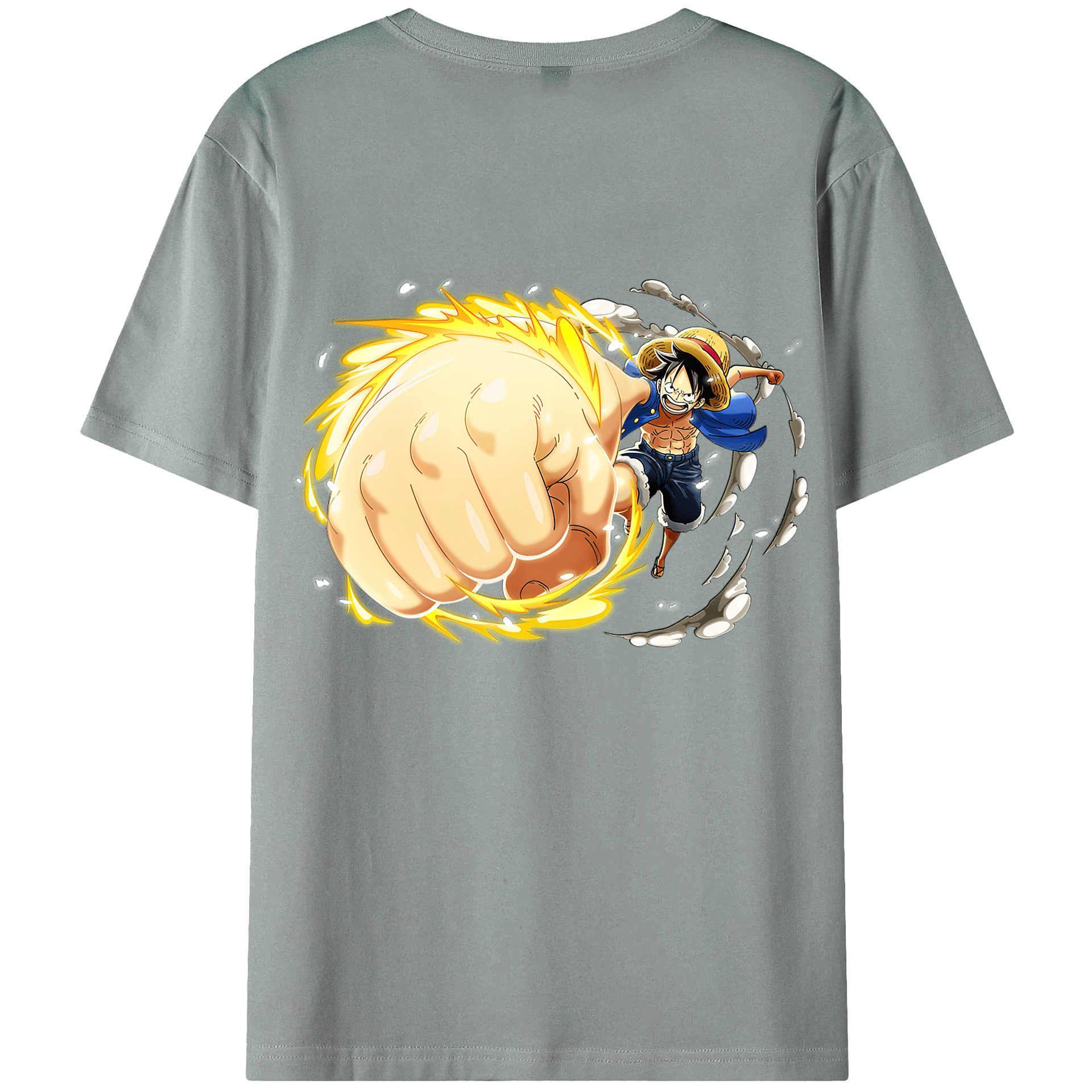 （画像用） ワンピース モンキー・D・ルフィ ONE PIECE Monkey D. Luffy 綿100％ メンズ半袖Tシャツ（バックプリント） 通気性